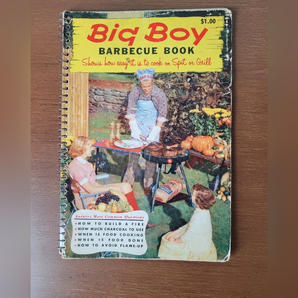 Big Boy Barbeque Book Classic Recipes 1956 Mid-Century Art Spiral-Bound BBQ VTG